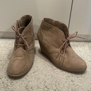 Tan suede booties